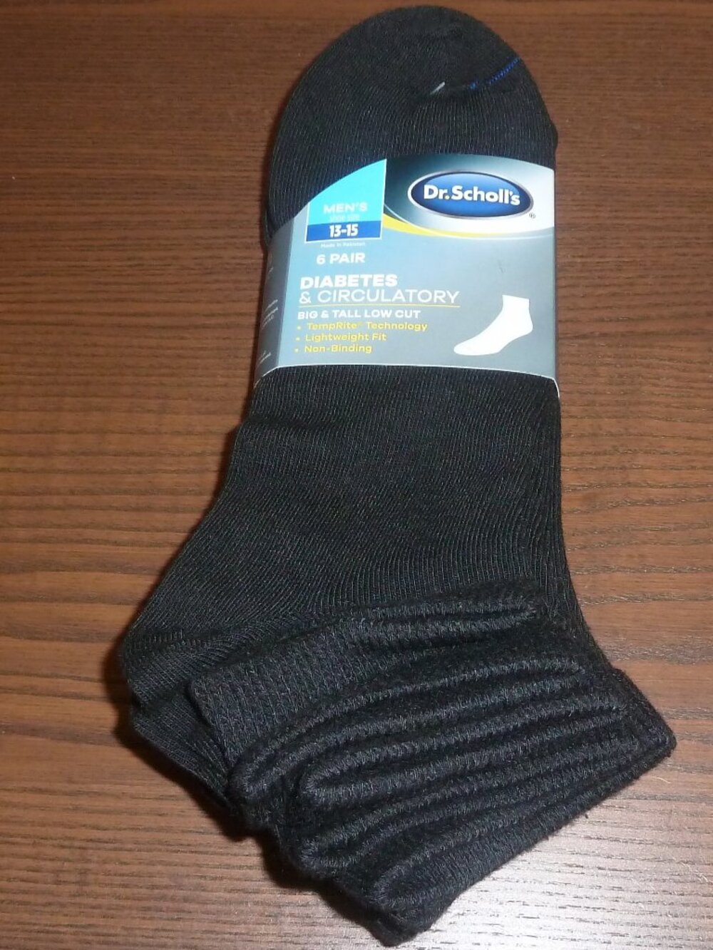 Dr Scholls 6 Pair Mens Diabetic Circulatory Black Low Cut Socks Big Tall 13/15